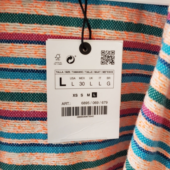 NWT Zara L Lagenlook Boho Hippie  Rainbow Neon Striped Oversized Leslie Shirt - Picture 10 of 15